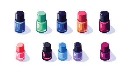 Vibrant Nail Polish Vector on White Background for Beauty Concepts