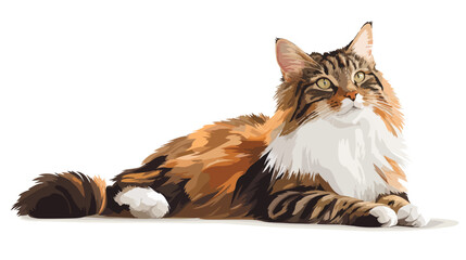 Norwegian Forest Cat Vector Isolated on White Background