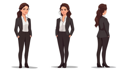 Professional Office Lady Vector Illustration in a Flat Style
