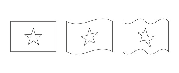Vietnam Flag Flat Design Set Waving Line Coloring