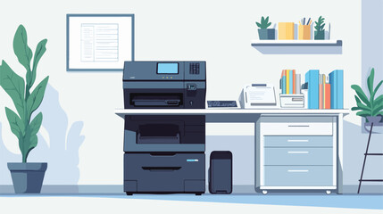 Modern Office Printer Flat Vector Illustration Isolated