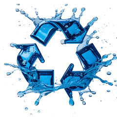 Recycle Symbol Made From a Dynamic Blue Water Splash