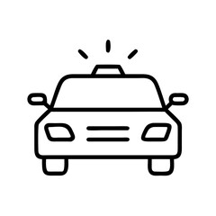 Obraz premium Front View Police Car Outline Icon with Lightbar 