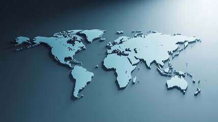 Fototapeta premium Global continents rendered in cool blue 3d world map