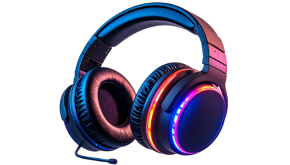 Gaming wireless headphones in black, ideal for product mockup or catalog