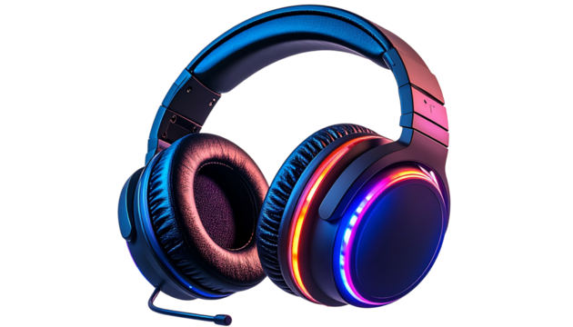 Gaming wireless headphones in black, ideal for product mockup or catalog