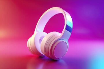 Modern headphones in a vibrant neon setting.