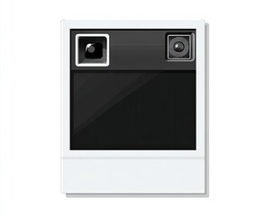 Instant camera mockup, blank, studio, isolated. Stock photo