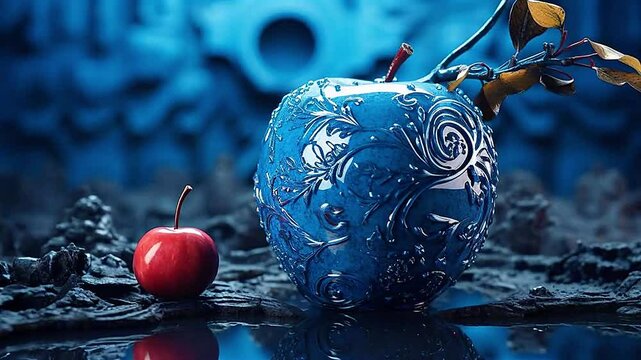 pear in Delfts Blauw realistis, highly detailed ai, generatif
