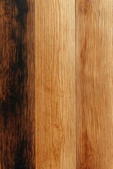 Naklejka premium Close-up of wooden planks with distinct vertical grain patterns and varying shades from dark brown to light oak