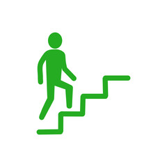 Stairs Climbing Icon – Person Walking Up Steps Silhouette・階段を上る人のアイコン／ピクトグラム風シルエット素材	