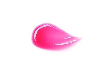 Bright pink lip gloss isolated on white, top view