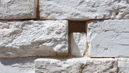 White stone wall texture, outdoor, sunny day, building exterior