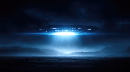 Mysterious luminous object over a desolate landscape.