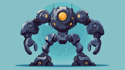 Futuristic Humanoid Robot with Fan Character Cartoon Illustration