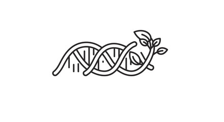 Obraz premium Dna strand intertwined with a plant branch in a simple line drawing