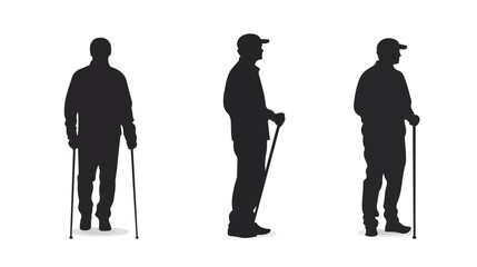 Elegant Man Walking Stick Symbol Glyph Modern Design