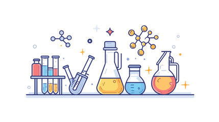 Laboratory Flask Flat Vector Icon and Clip Art for Science Projects and Education Materials