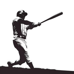 Obraz premium baseball player hitting ball silhoutee 