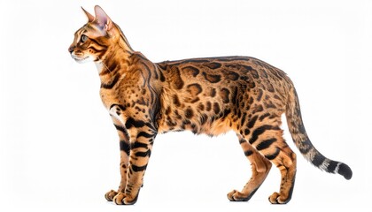 Obraz premium Elegant Bengal Cat: Profile Pose, Striking Spots, Studio Photography