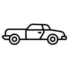Retro Vintage Coupe Car Outline Side View