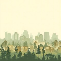 Obraz premium Misty city skyline seen through a tranquil forest.