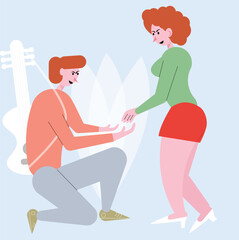 boy asking girl hand typical propose vector design clean and unique latest illustration