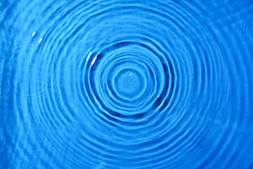 Texture of water drops on blue background, closeup