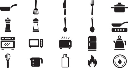 Obraz premium Kitchenware and Cooking Appliances Icons.