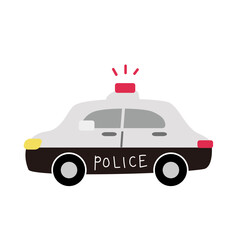シンプルで可愛いパトカーのイラスト素材