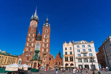 Naklejka premium Main Market Square at the Old Town in Krakow, Poland