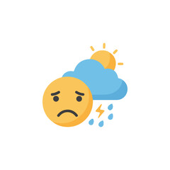 Face with Confused Expression Cloud icon – Weather Changes flat Vector illustration
