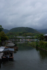 River in Arashiyama with boats