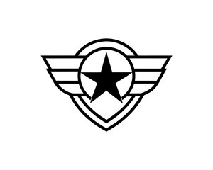 Military Winged Star Badge  Bold Vector Emblem for Army Rank, Air Force Symbol, Aviation Logo, Shield Patch, Honor Medal & Tactical Insignia Design
