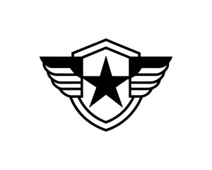 Military Winged Star Badge  Bold Vector Emblem for Army Rank, Air Force Symbol, Aviation Logo, Shield Patch, Honor Medal & Tactical Insignia Design

