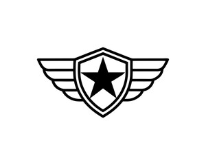 Military Winged Star Badge  Bold Vector Emblem for Army Rank, Air Force Symbol, Aviation Logo, Shield Patch, Honor Medal & Tactical Insignia Design
