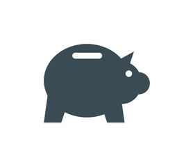 Simple illustration of a dark gray piggy bank, isolated on white background.