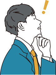 閃いた表情のビジネスマンの横顔イラスト