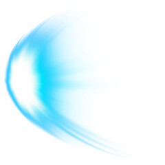 Blue Curved Light Beam Effect on Transparent Background
