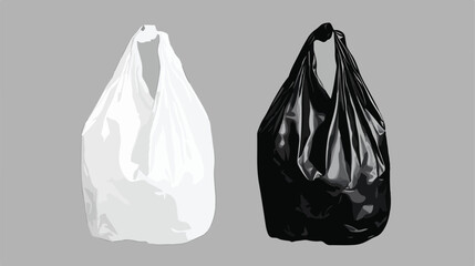 Eco-Friendly Plastic Bag Black and White Flat Icon for Editing