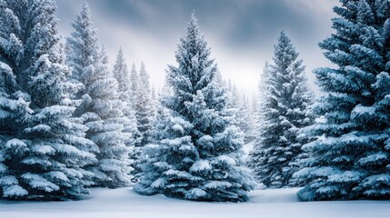 Snow-covered trees in a winter wonderland.