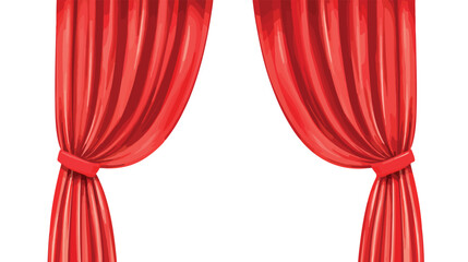 Elegant Red Curtain Flat Vector Design on White Background