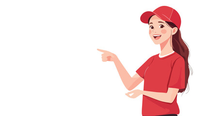 Cheerful Young Delivery Woman in Red T-shirt Smiling Professionally