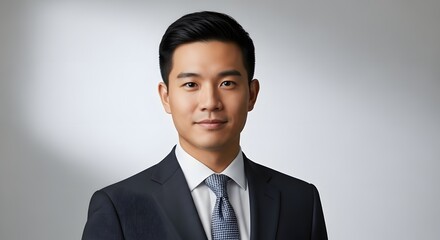 Closeup headshot of a man in a dark suit and tie