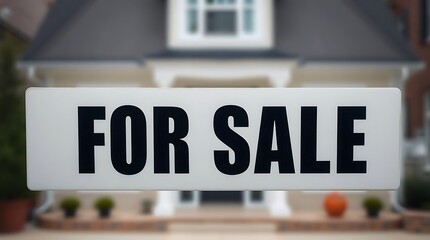 For Sale Real Estate Sign in Front of House.