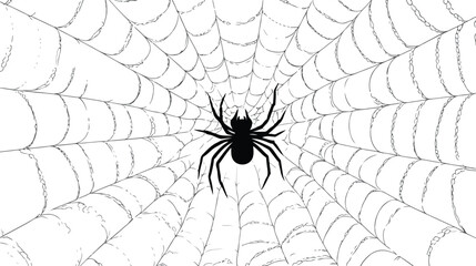 Detailed Spider Web Vector Illustration for Halloween Designs