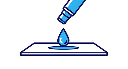 Fototapeta premium Illustration of a dropper dispensing a blue liquid onto a surface.