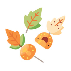 A cute and simple illustration of the Halloween concept. Pumpkins and fallen leaves. Autumn. Autumn color.