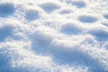 Fototapeta premium Close-up of sparkling fresh snow with soft shadows and light reflections creating a serene and peaceful winter atmosphere