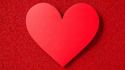 Red Heart Shape on Red Glitter Background Valentines Day Romance Love